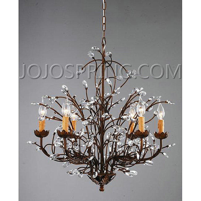 Antique Bronze 6-light Crystal and Iron Chandelier - BC206